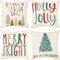 Merry Bright Christmas Pillow Covers Colorful Holiday Holly Jolly Set of 4 Winter Decorative Throw Pillow Covers Cushion Case for Home Sofa Bed Chair (16" L x 16" W)